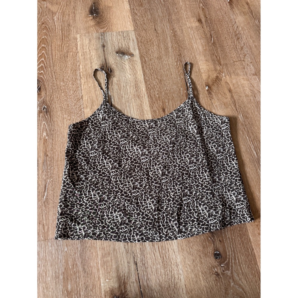 I.E Silk Animal Print Camisole Top Brown Size M